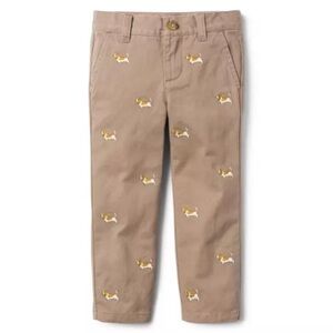 Janie & Jack khaki embroidered dogs pants toddler baby boy twill beige toddler